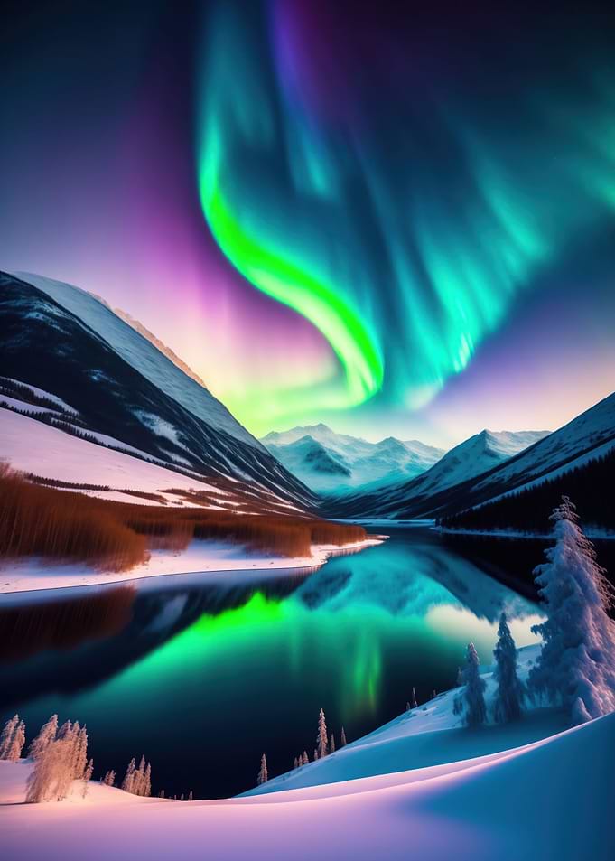 Green aurora at night