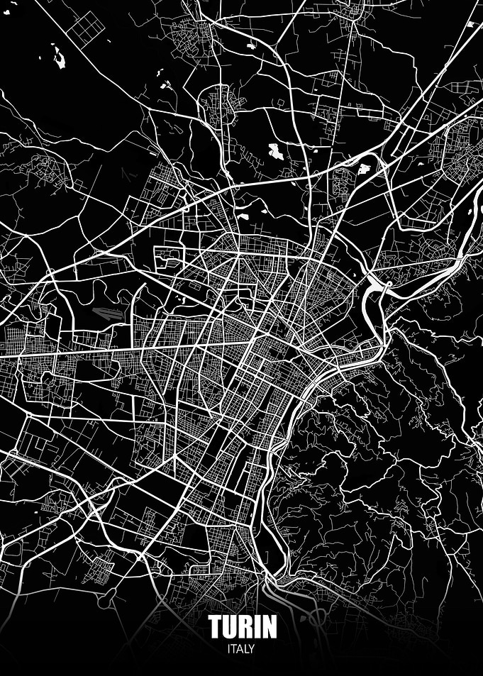 Turin Italy Dark Map