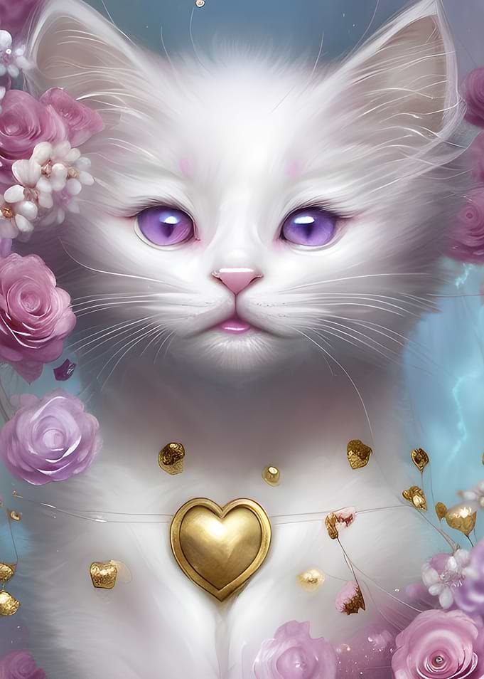 Cute White Kitten Portrait