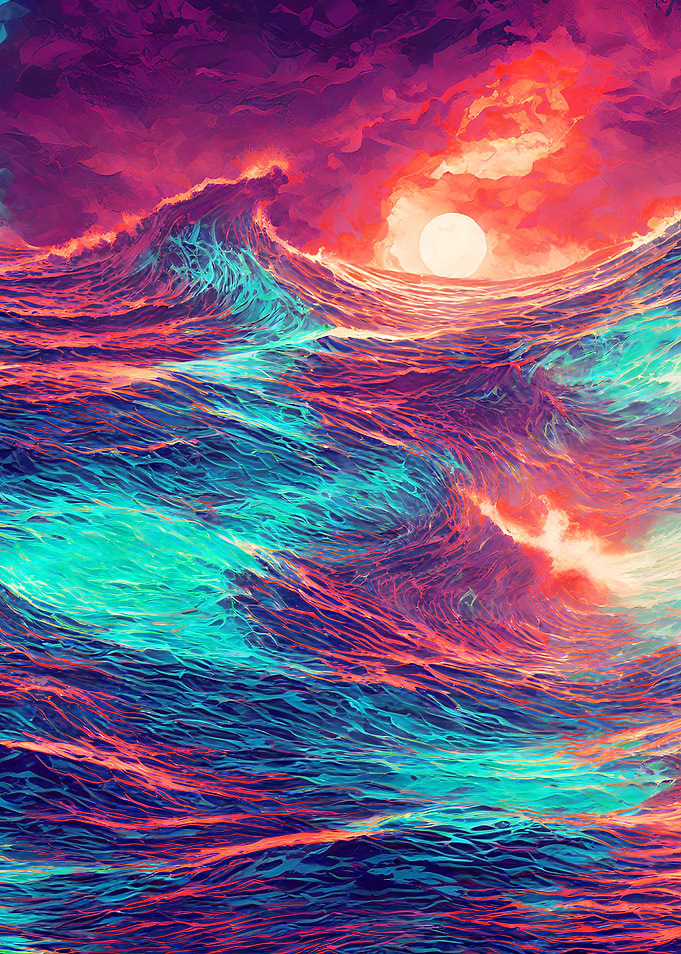 cloudy sunset and waves