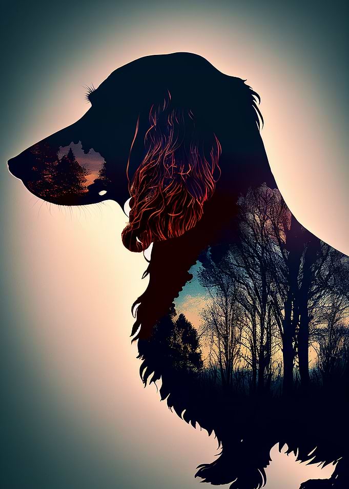 Dachshund Retro Wald