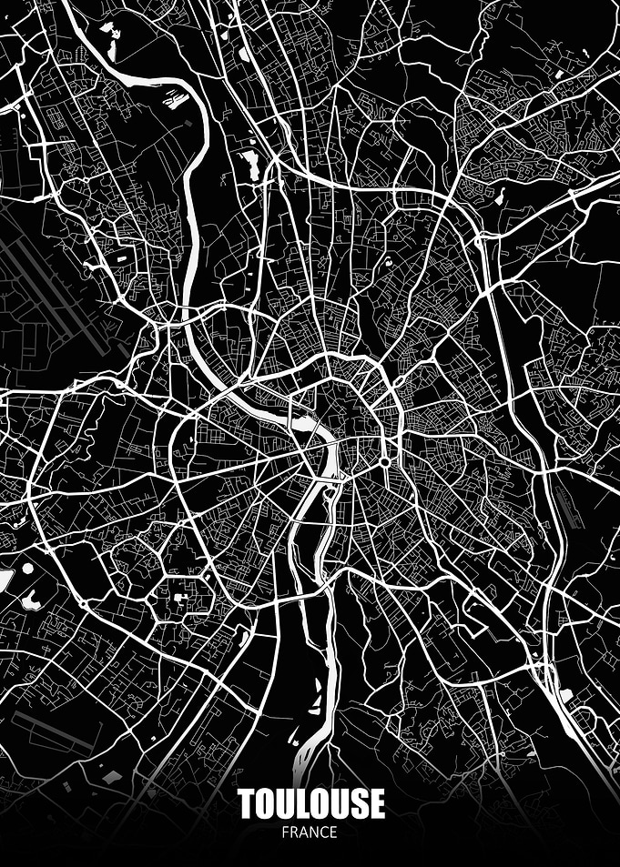 Toulouse France Dark Map
