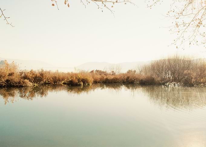 Autumn lake reflection