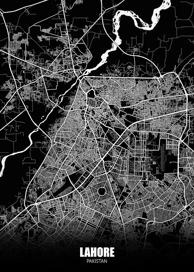 Lahore Pakistan Dark Map