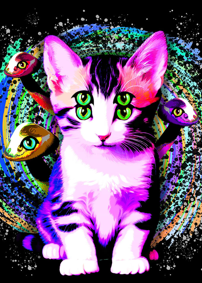 Cat Psichic Surreal Art