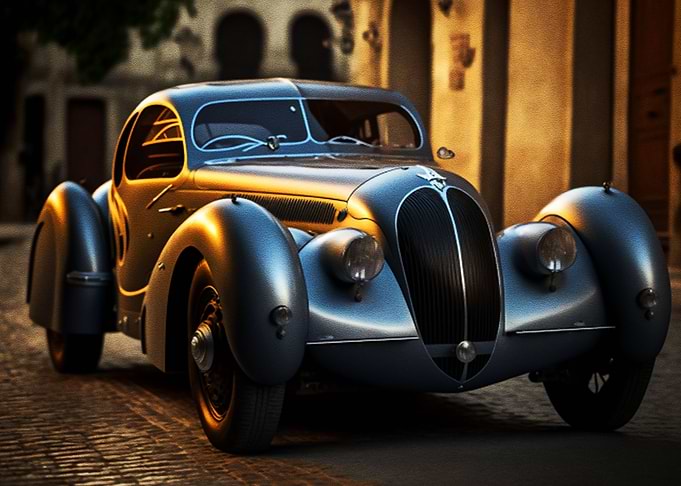 Silver Antique Car