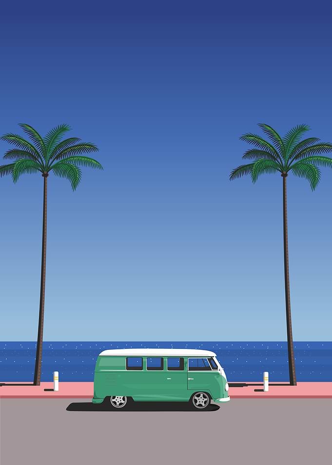 retro beach poster