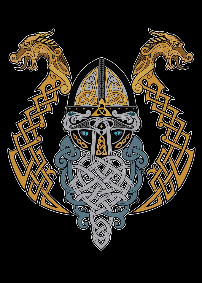 Viking Dragon Valknut Odin
