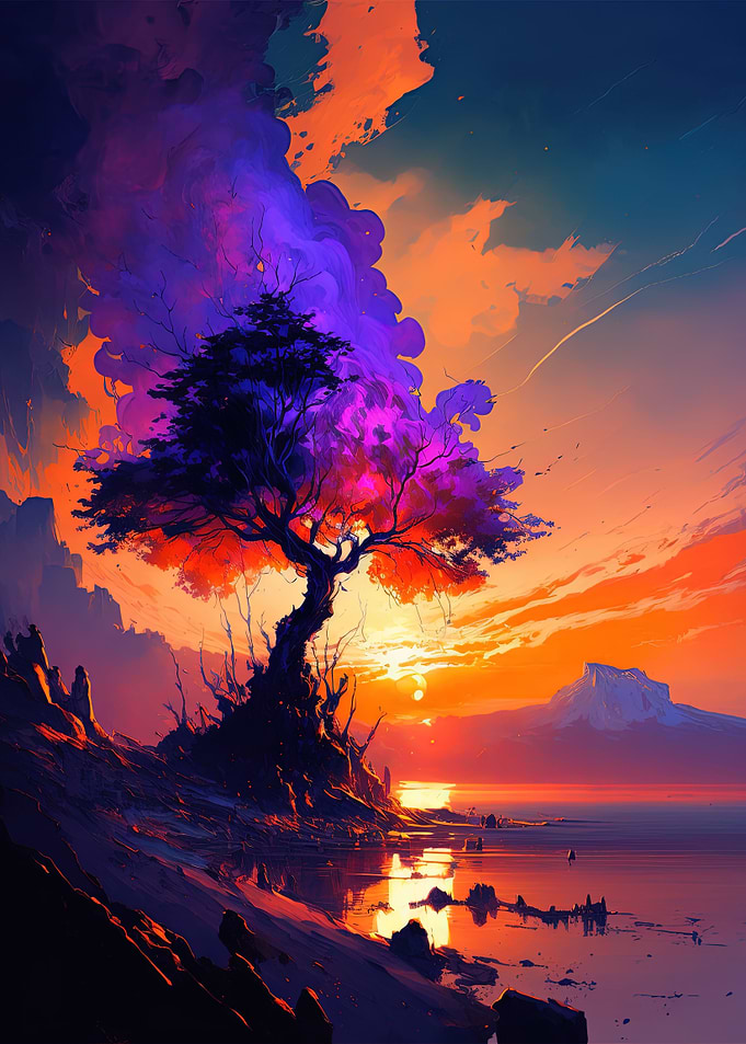 Majestic tree by the lake