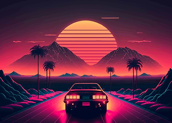 Neon car sunsetdrive