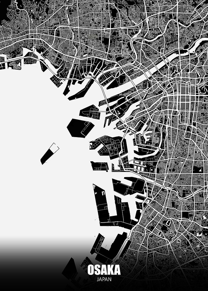 Osaka Japan Dark Map