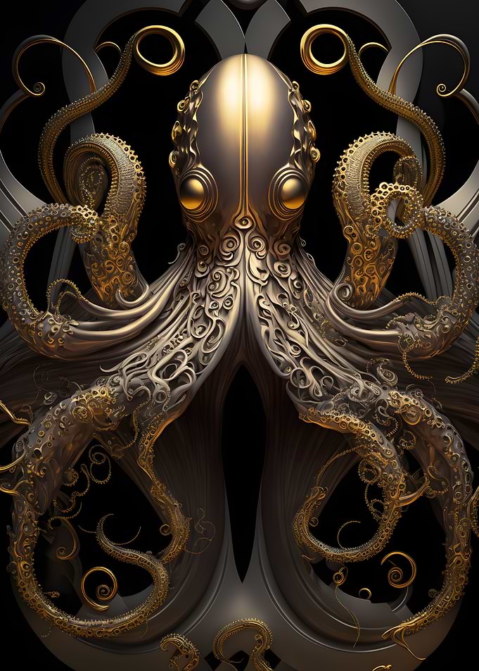 octopus with engraving