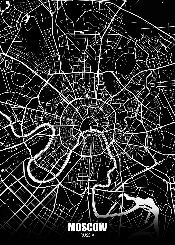Moscow Russia Dark Map