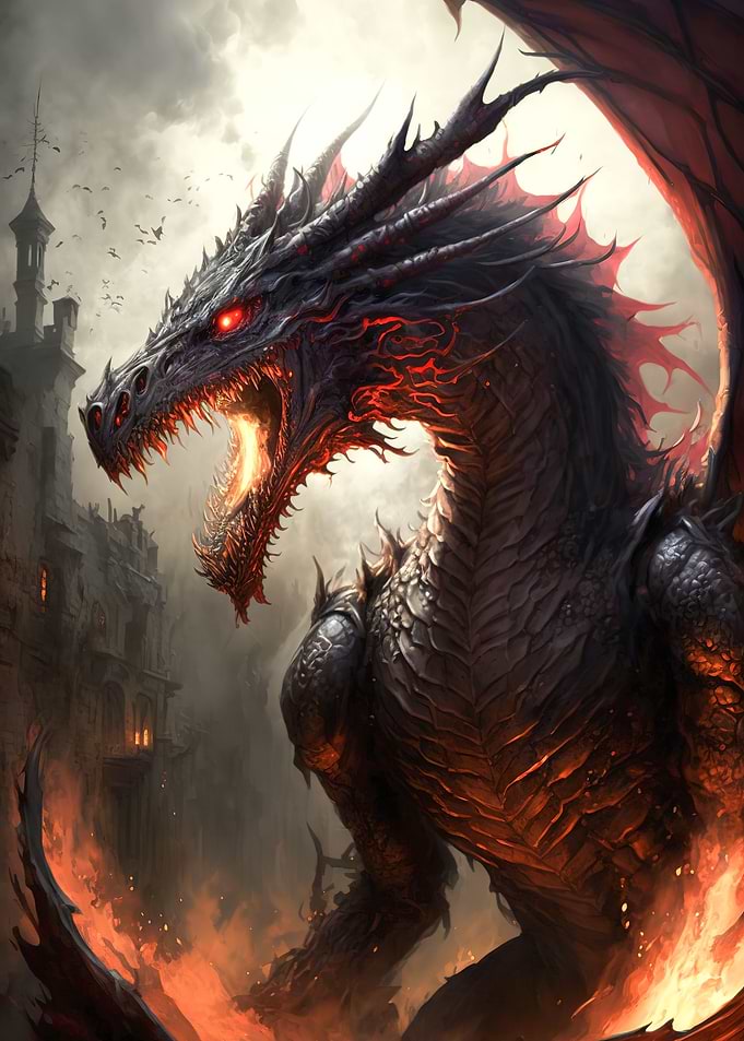 Dragon and fire