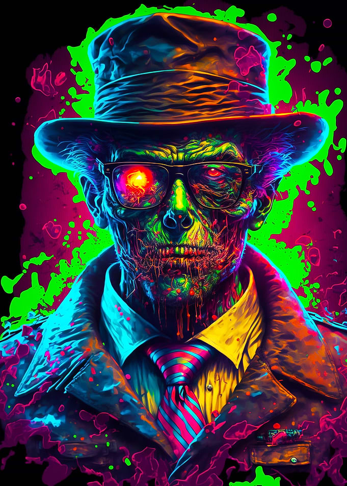 Gangster zombie neon color