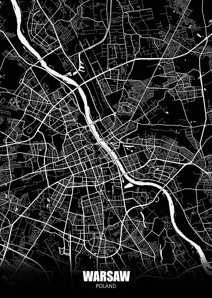 Warsaw Poland Dark Map