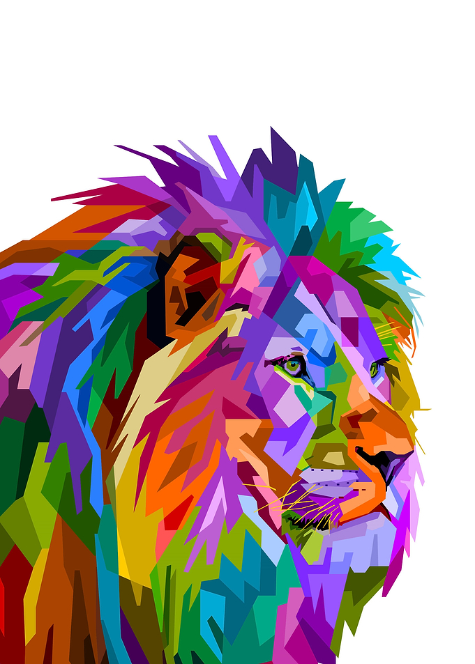 Colorful lion head