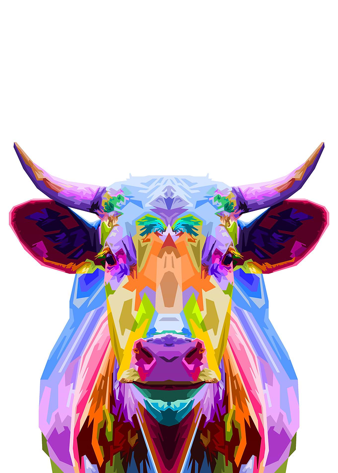 Colorful bull pop art