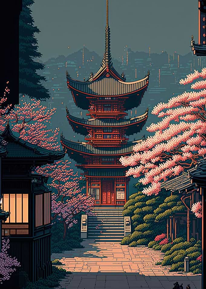 Pixel Art Japanese Shrine