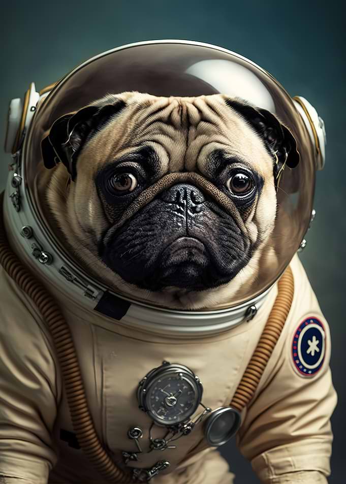 space dog pug astronaut