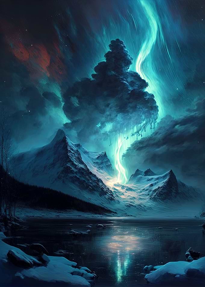 Blue aurora borealis sky