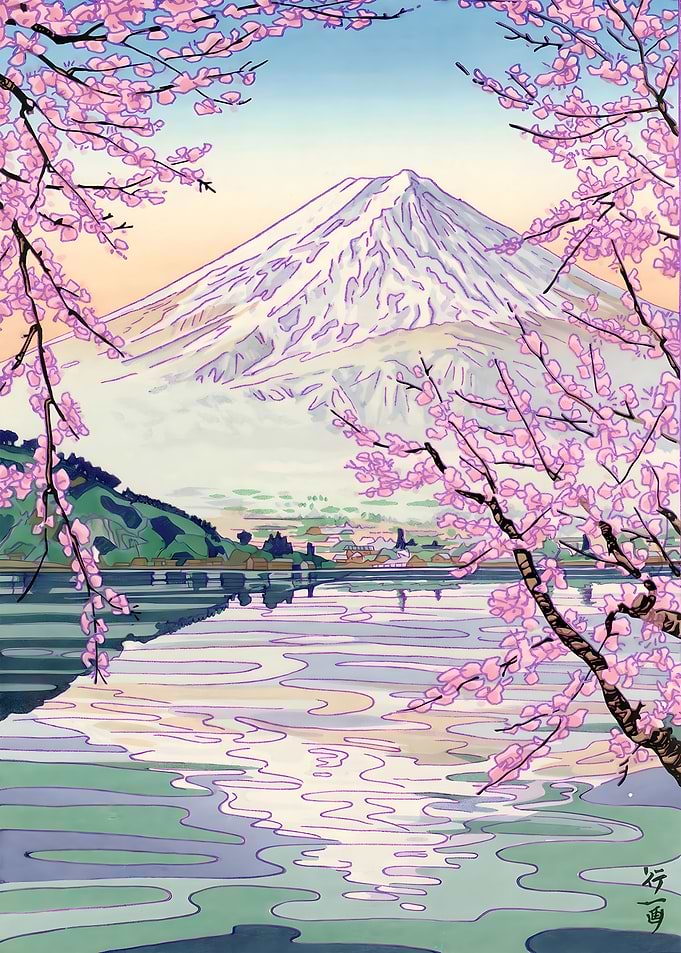Ukiyo e Kawaguchi River