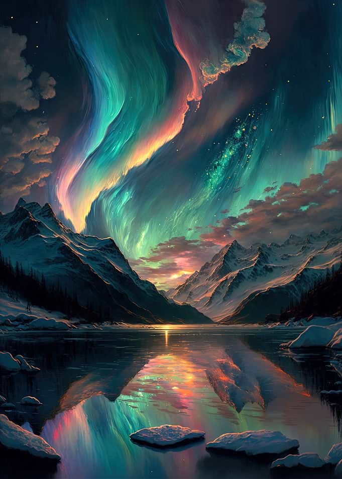 Colourful aurora borealis