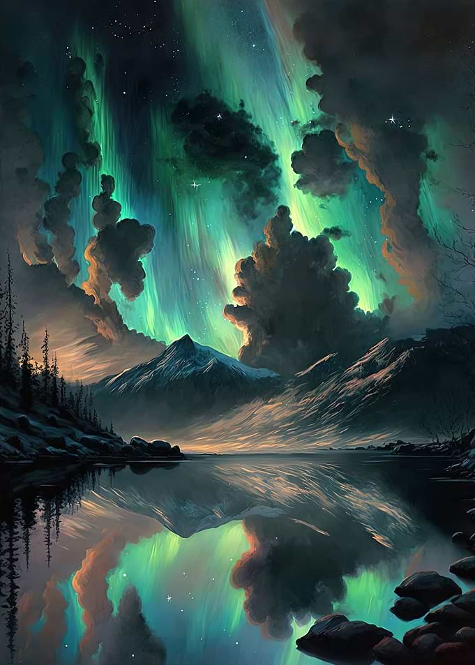 Green aurora borealis