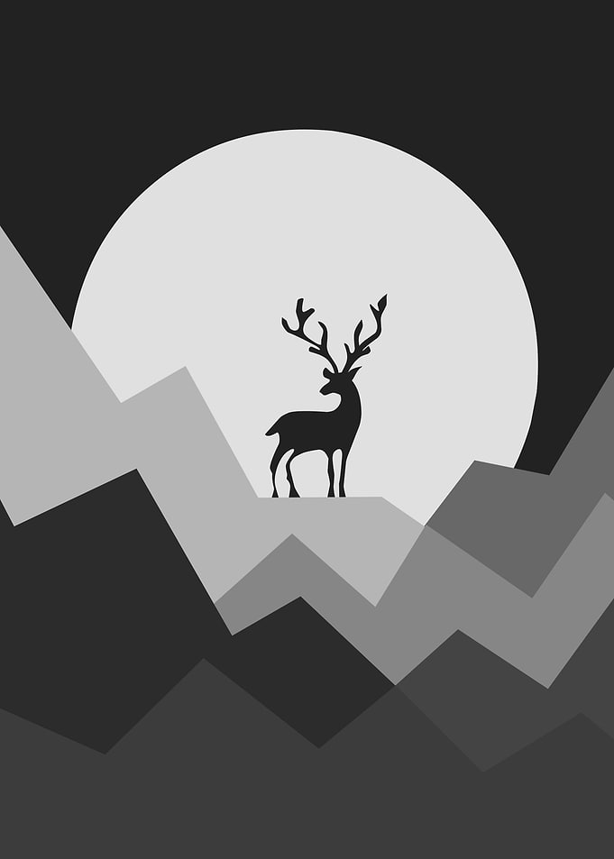 mountain night painting
