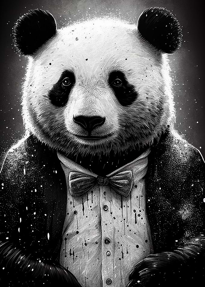 Panda Smoking Drawing