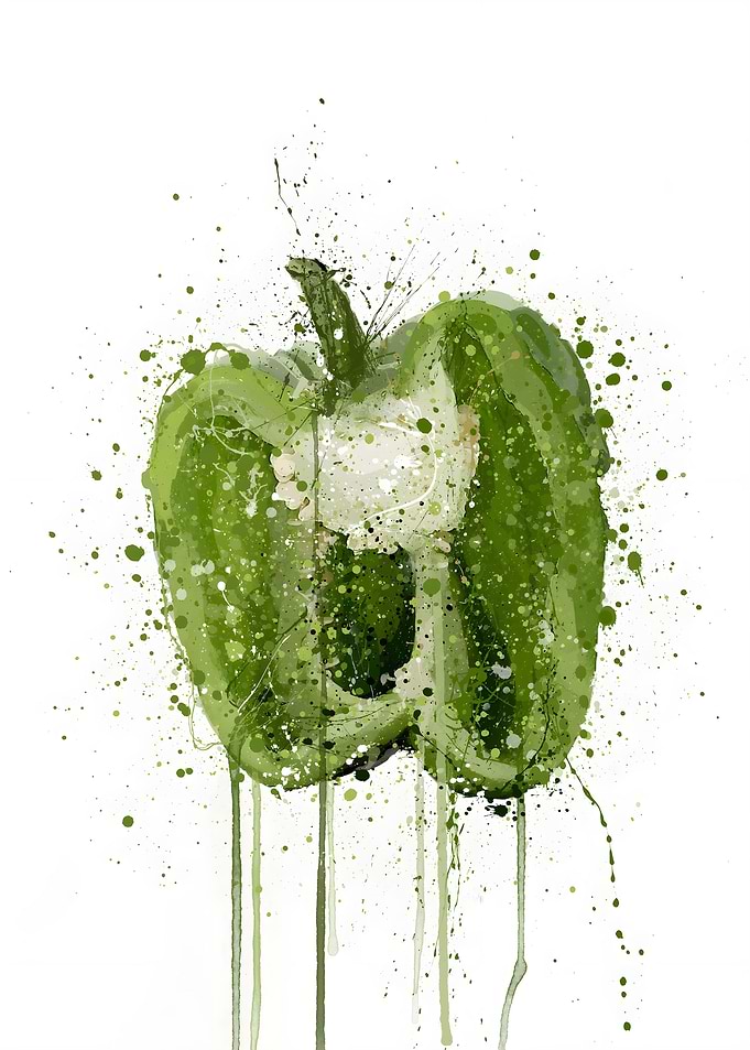 Watercolor Green Pepper