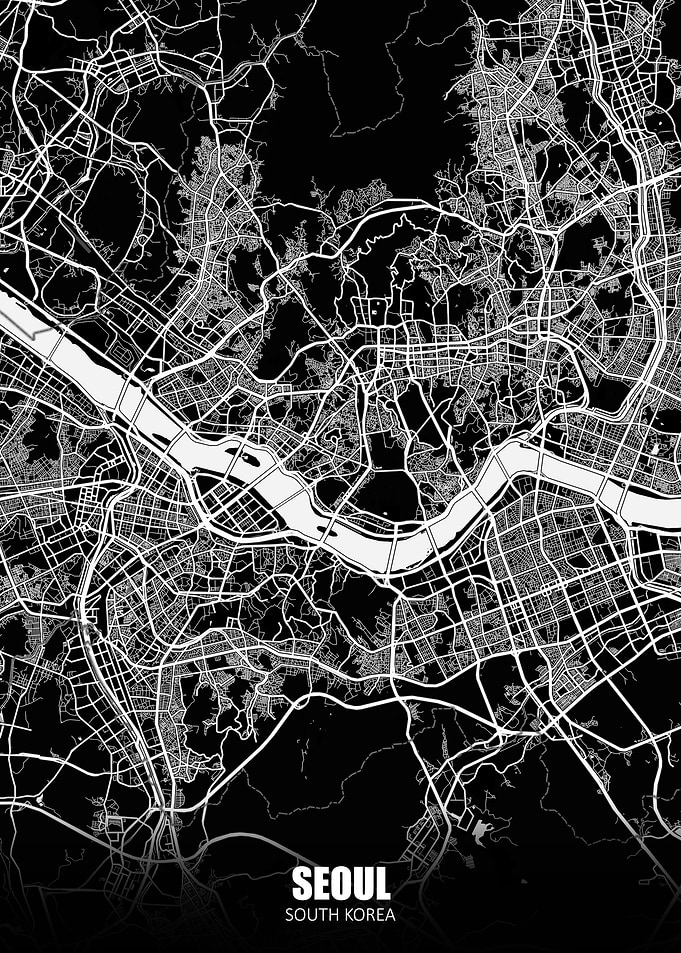 Seoul South Korea Dark Map