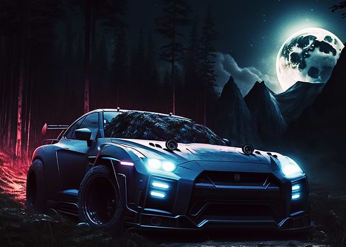 Sports Car in Moon