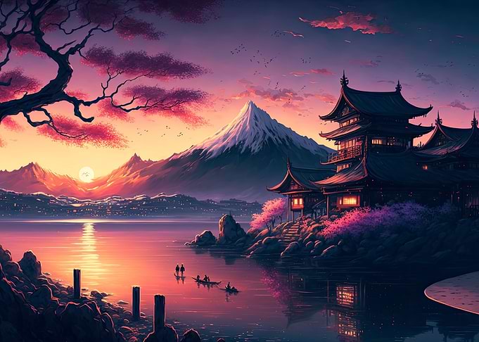 Japanese Castle Sunset 01