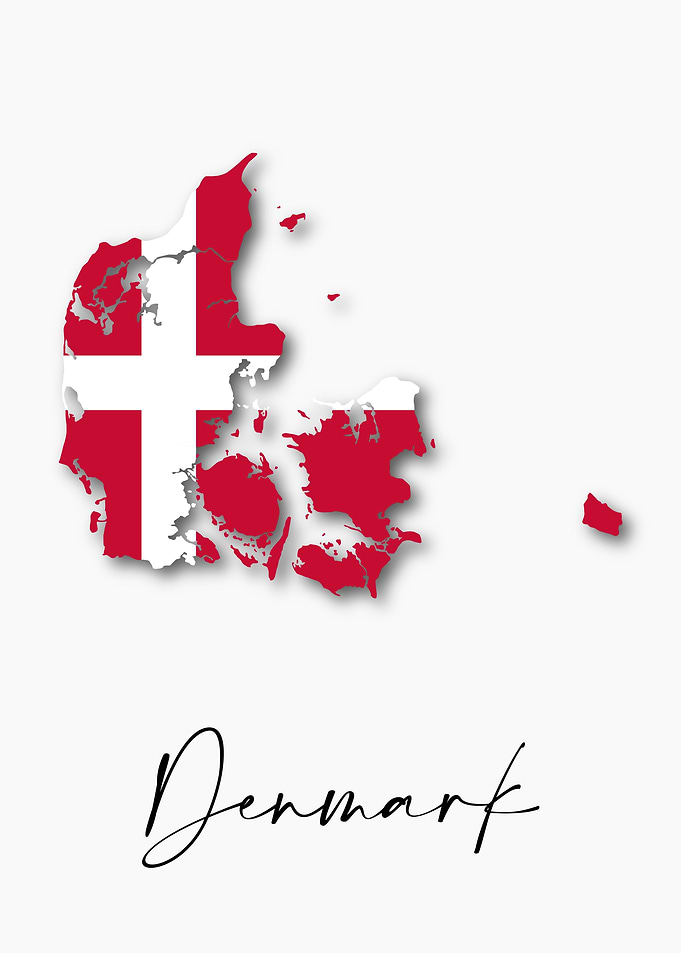 Denmark Country Map Flag