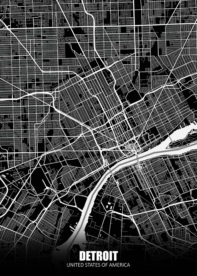Detroit USA Dark Map