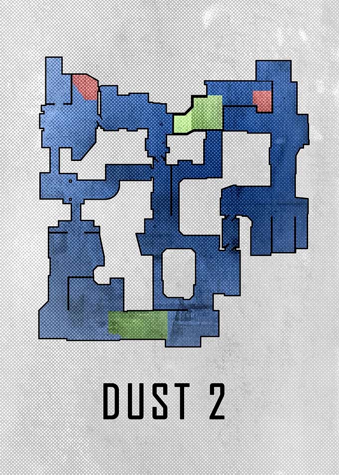 Dust2 Map White And Blue
