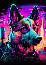 Chien synthwave