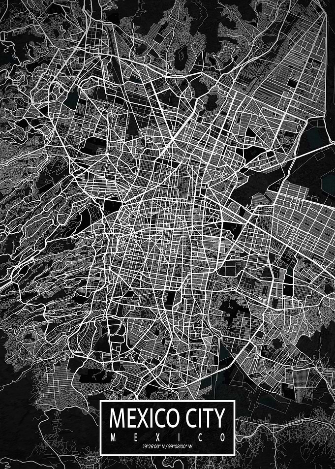 Mexico City Map Dark