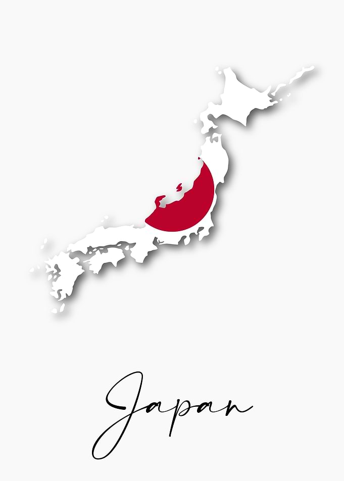 Japan Country Map Flag