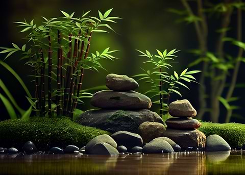 Bamboo Water Garden — metal poster wall art