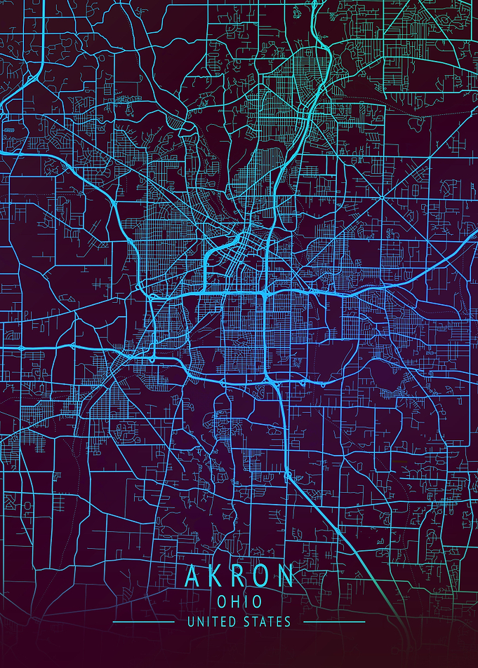 Akron Ohio USA City Map