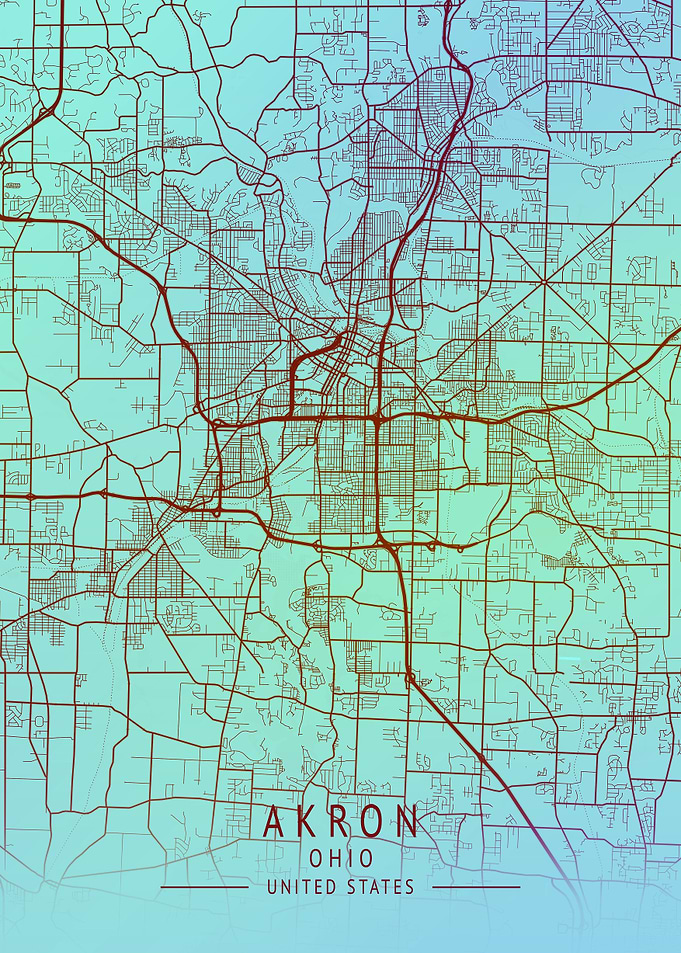 Akron Ohio USA City Map