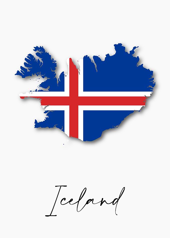 Iceland Country Map Flag