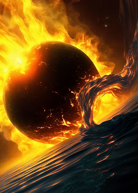 Cosmic Collision — metal poster wall art
