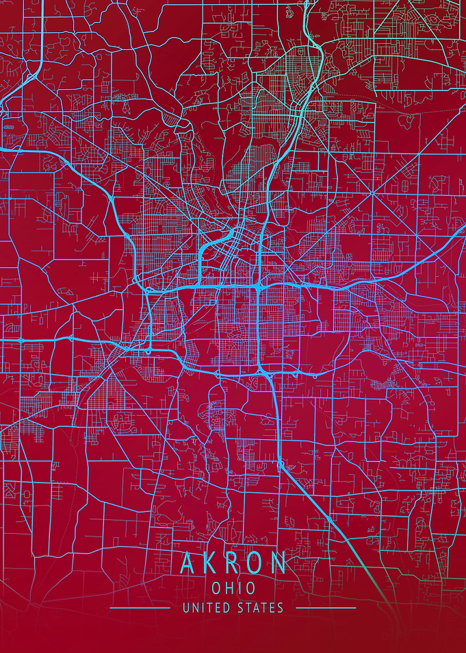 Akron Ohio USA City Map