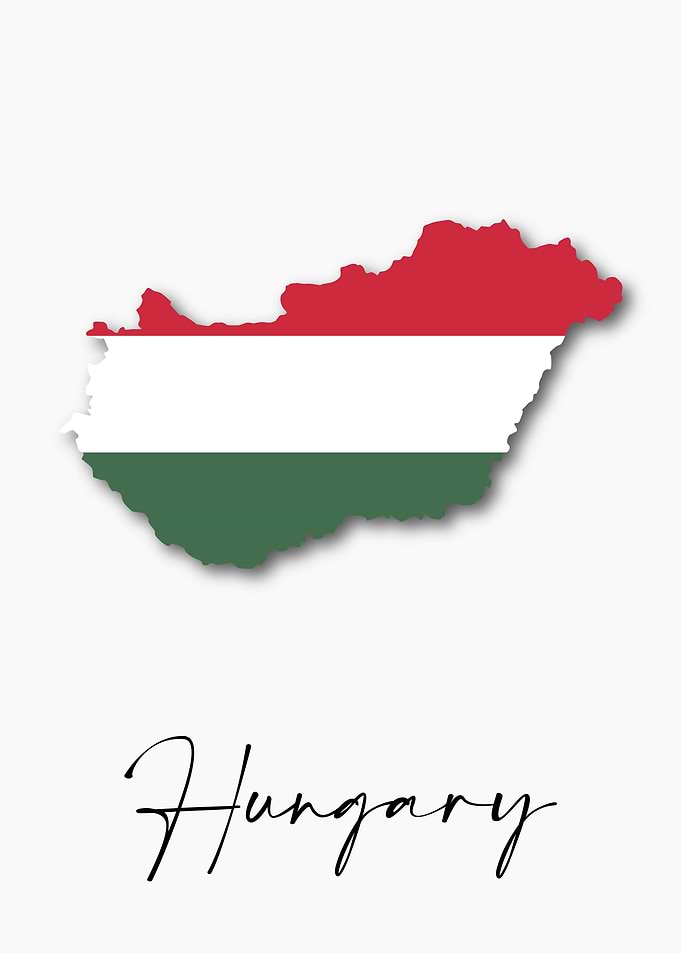 Hungary Country Map Flag