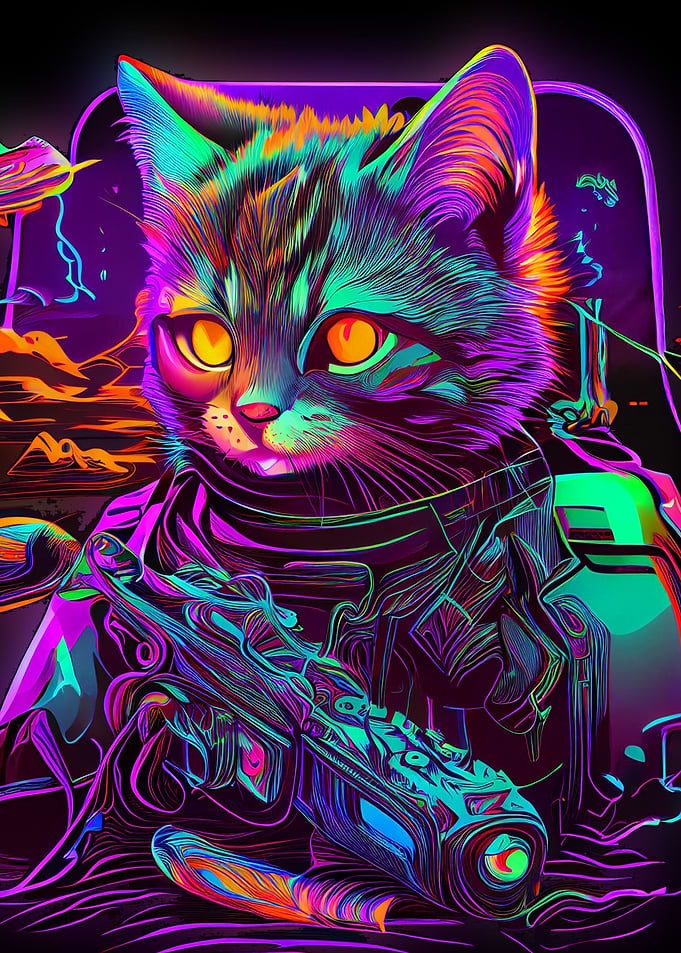 Chat synthwave