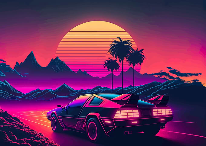 Retro miami neon sunset