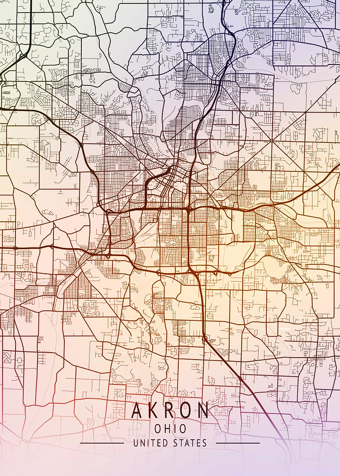Akron Ohio USA City Map